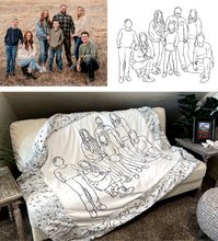 Load image into Gallery viewer, Family Portrait 2 Line Art Minky Blanket
